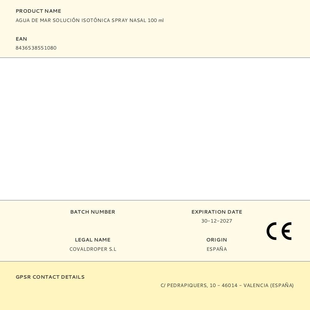 AGUA DE MAR SOLUCIÓN ISOTÓNICA SPRAY NASAL 100 ml gallery 0