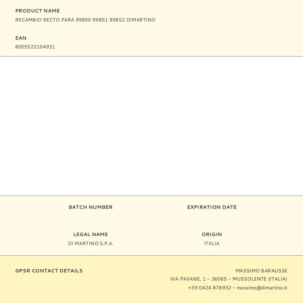 RECAMBIO RECTO PARA 99850 99851 99852 DIMARTINO gallery 0