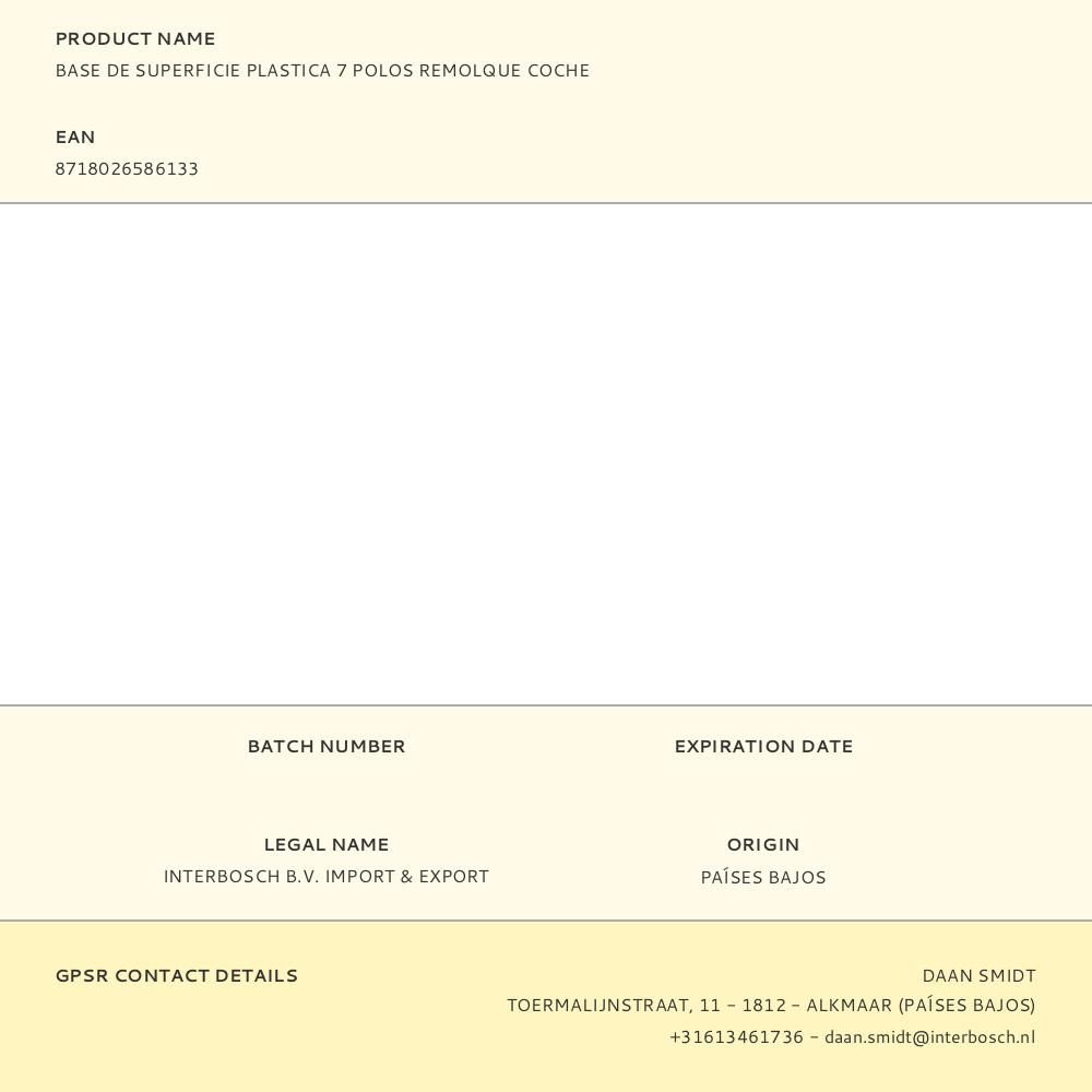 BASE DE SUPERFICIE PLASTICA 7 POLOS REMOLQUE COCHE gallery 0