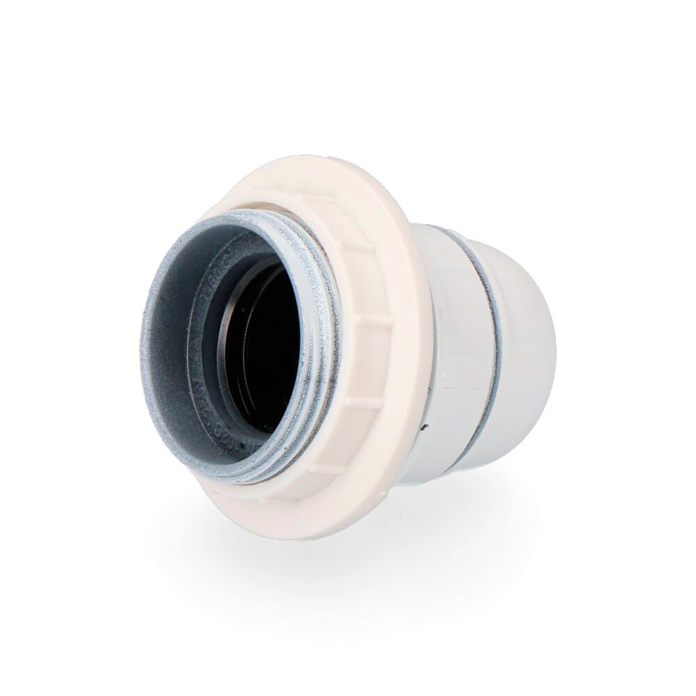 PORTALÁMPARAS SEMIROSCADO E-27 + ARANDELA BLANCO (ENVASADO)