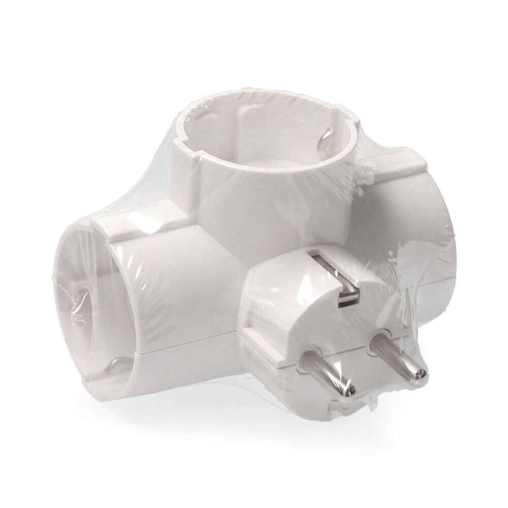 CLAVIJA TRIPLE 2P+T, 16A 250V~ ENTRADA LATERAL, BLANCO (RETRACTILADO) gallery 0