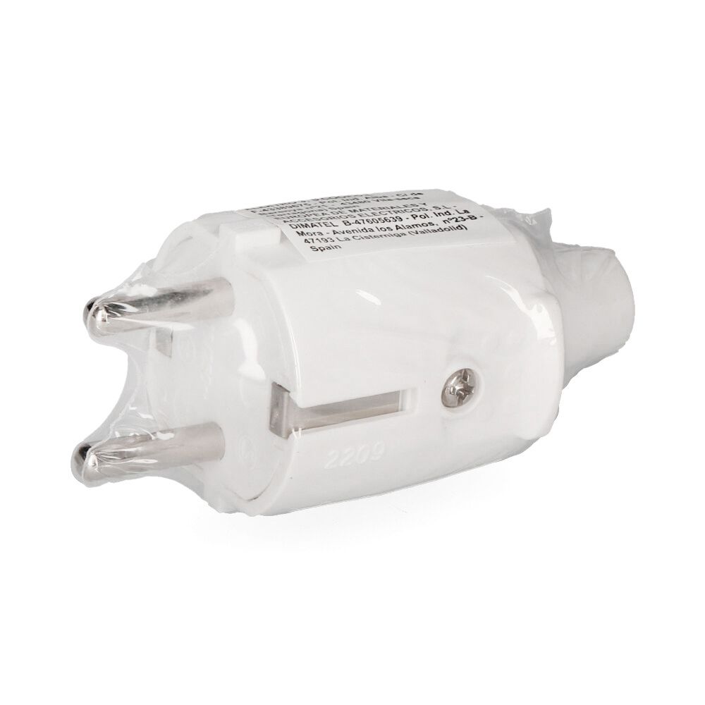 CLAVIJA DE GOMA 10/16A 250V T/TL IP44 4,8mm BLANCA (RETRACTILADA) EDM gallery 0