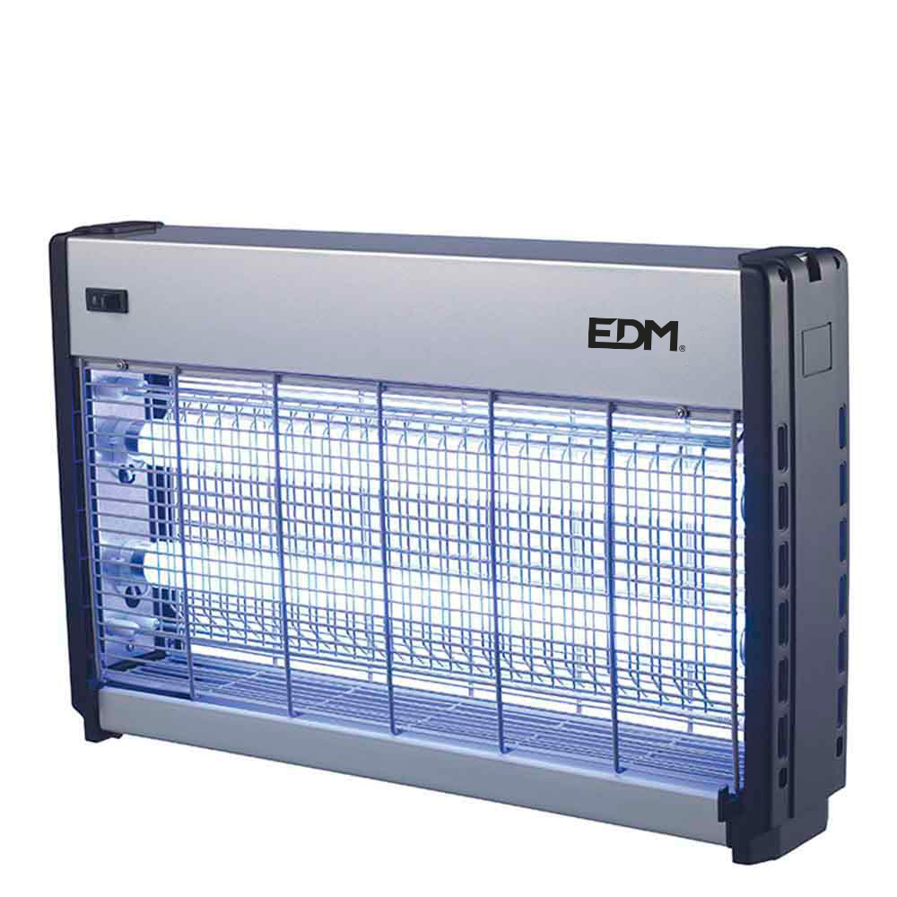 MATA INSECTOS PROFESIONAL ELECTRICO 2x20W 150m²  64x10x36cm COLOR CROMO/NEGRO EDM