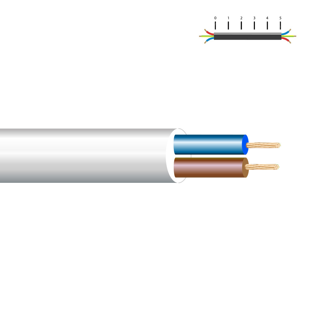 MANGUERA TUBULAR H05VV-F 2 x 0,75 mm², BLANCA EURO/m