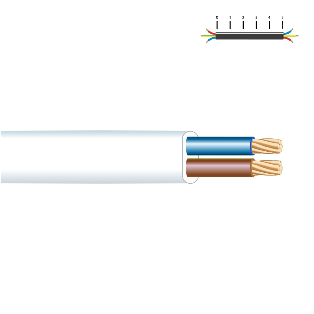 MANGUERA PLANA H03VV-F 2 x 0,75 mm²  BLANCA EURO/m