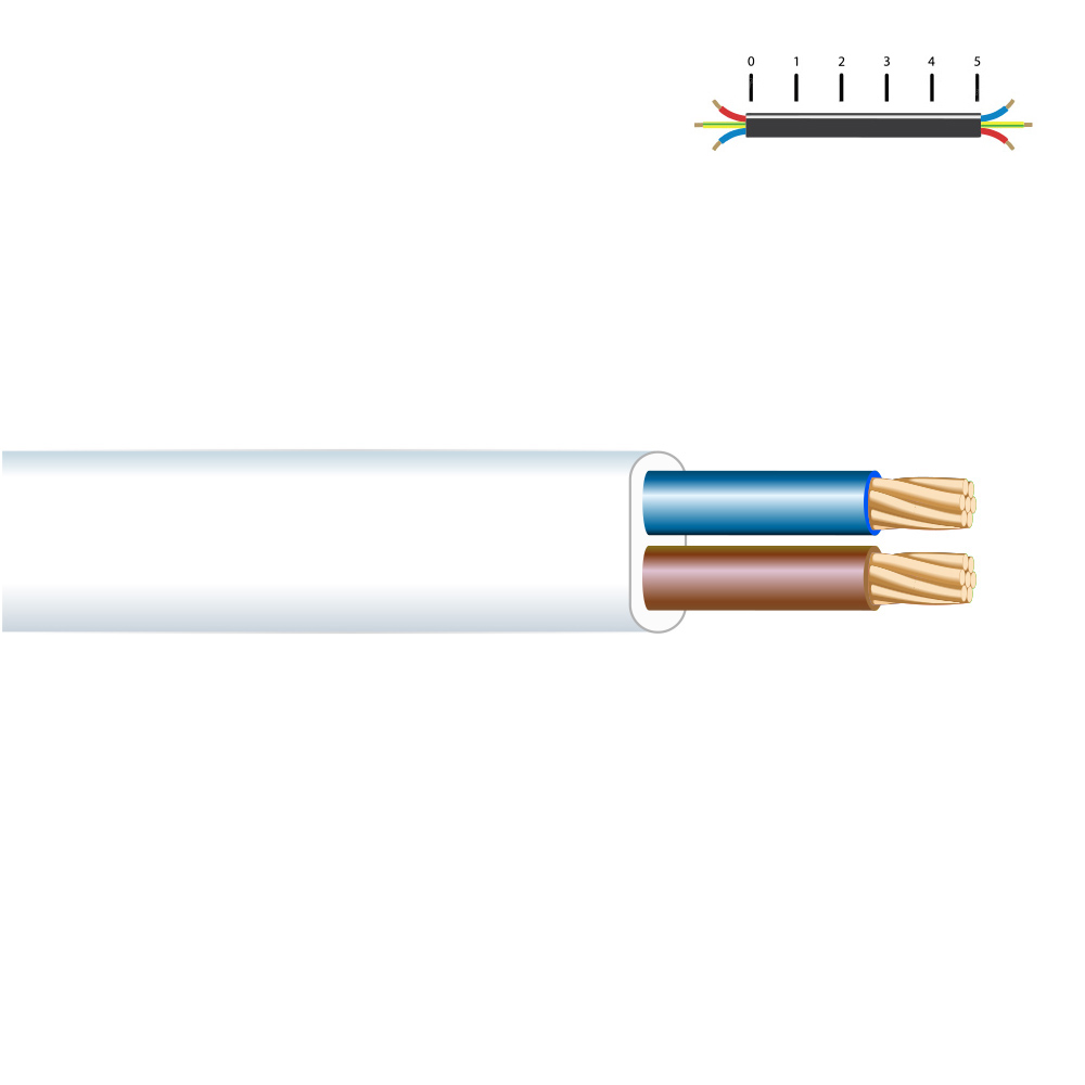 MANGUERA PLANA H05VVH2-F 2 x 1,00 mm²,  BLANCA  EURO/m