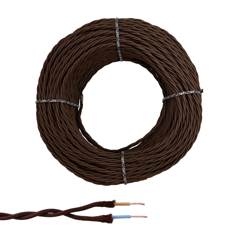 CABLE PARALELO TEXTIL TRENZADO H05V-K 2 x 1,00 mm² MARRON EURO/m