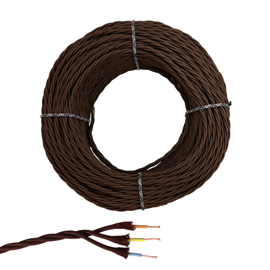 CABLE PARALELO TEXTIL TRENZADO H05V-K 3 G 1,00 mm² MARRON EURO/m