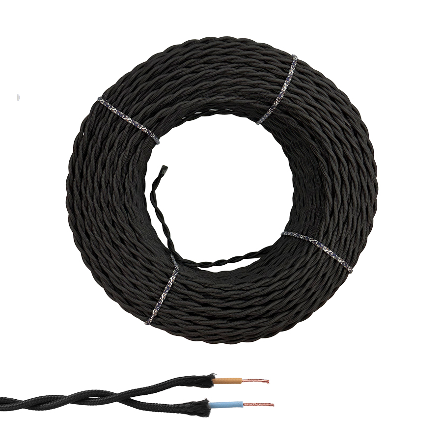 CABLE PARALELO TEXTIL TRENZADO H05VV-F 2 x 1,50 mm² NEGRO EURO/m