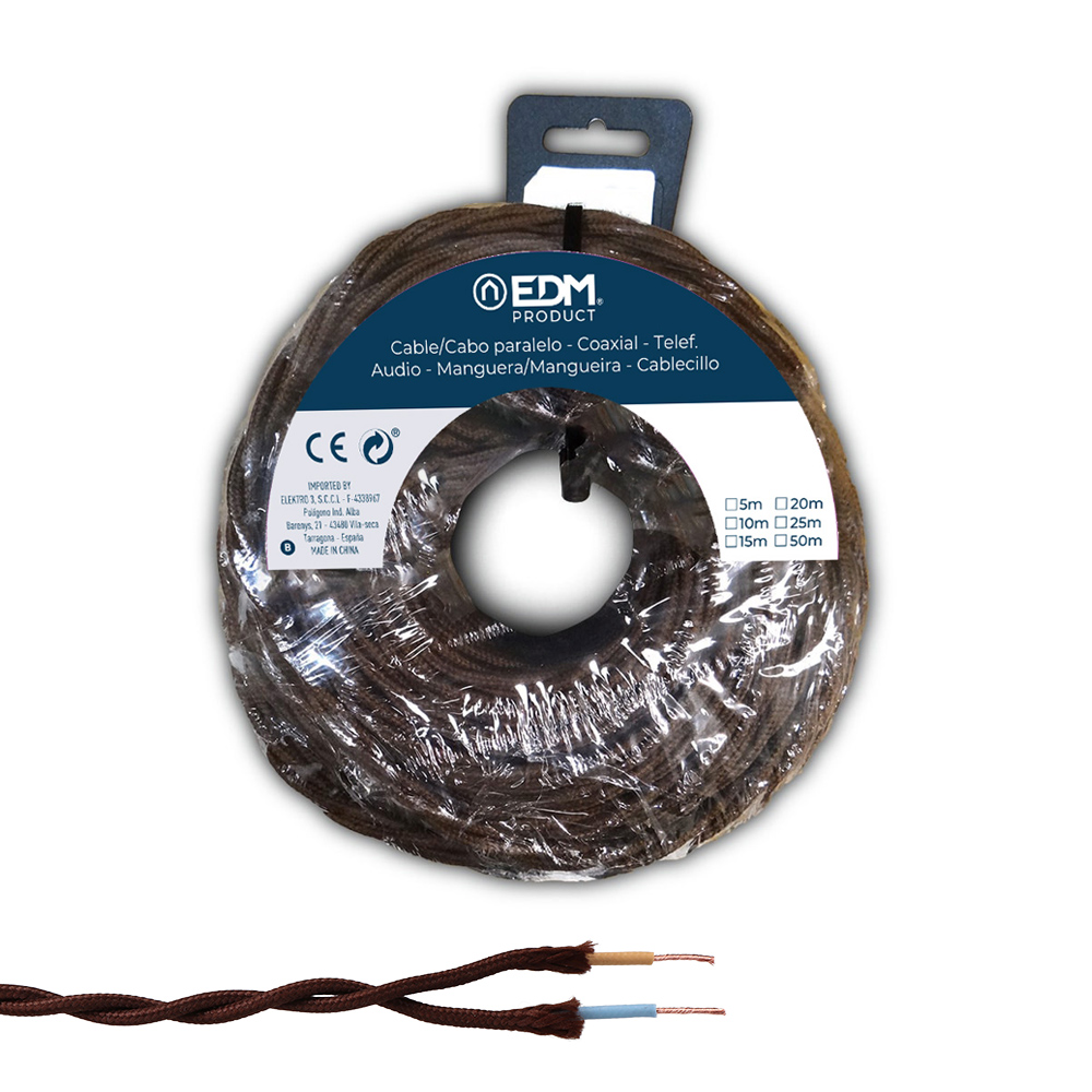 pARALELO TEXTIL TRENZADO 2x1mm MARRON 25m