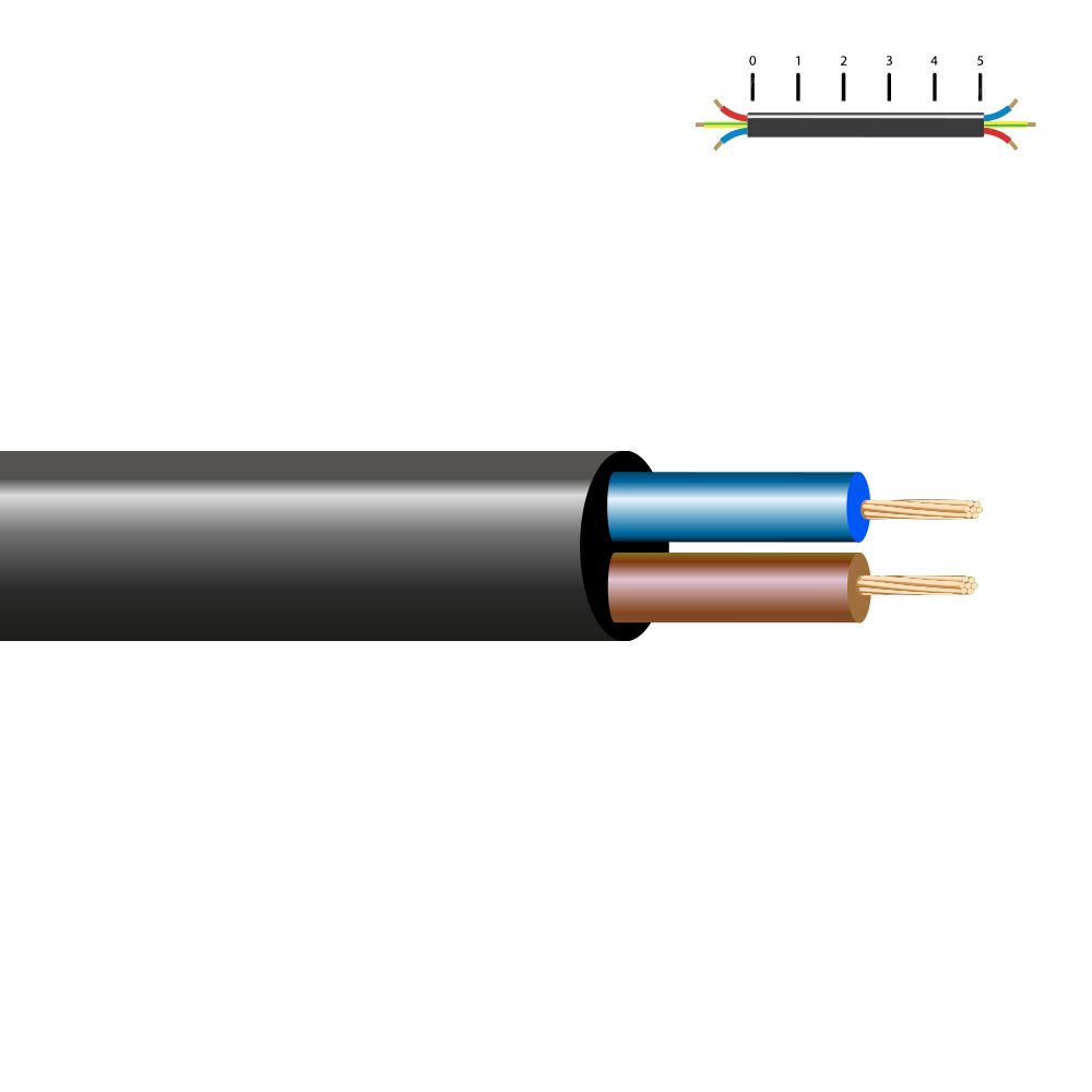 MANGUERA TUBULAR H05VV-F 2 x 1,00 mm², NEGRA EURO/m