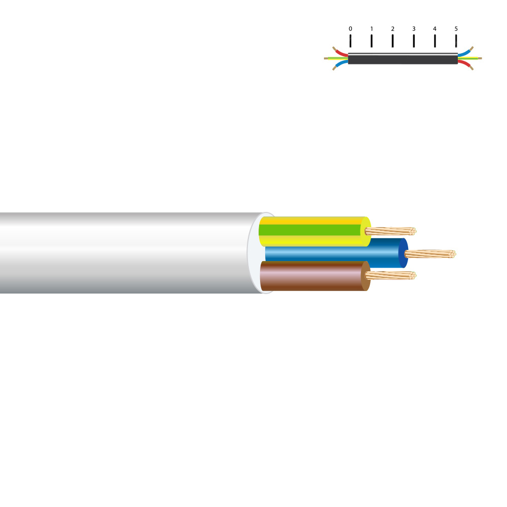 MANGUERA TUBULAR VV-K06/1KV 3 G 1,50 mm², BLANCA EURO/m