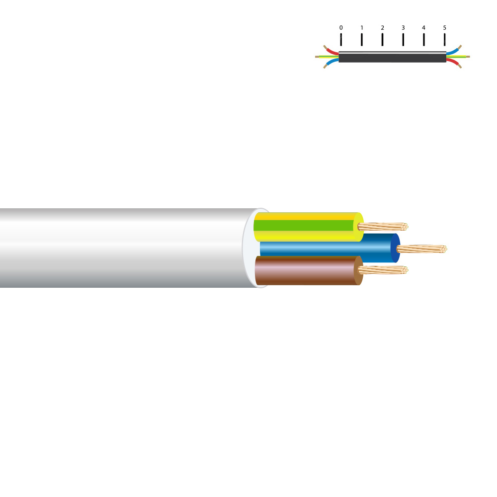 MANGUERA TUBULAR VV-K06/1KV 3 G 2,50 mm², BLANCA EURO/m