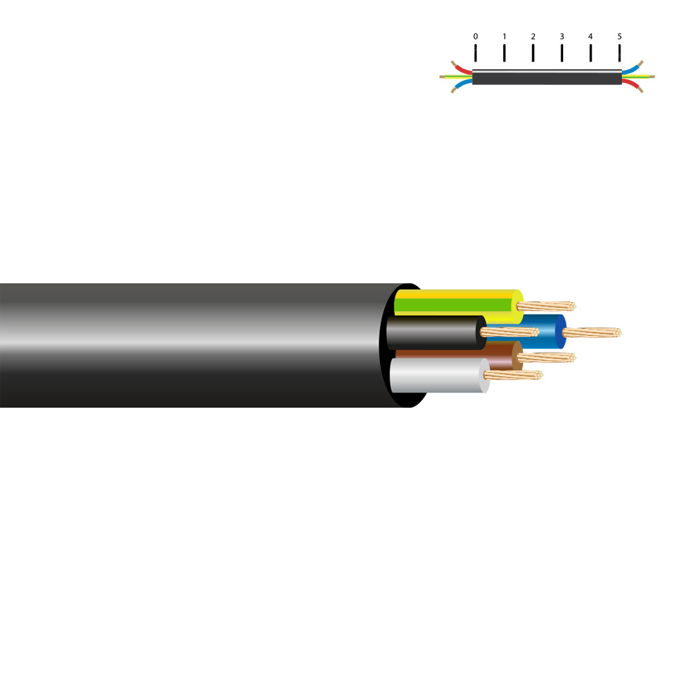 MANGUERA TUBULAR H05VV-F 7 G 1,00 mm² NEGRA EURO/m