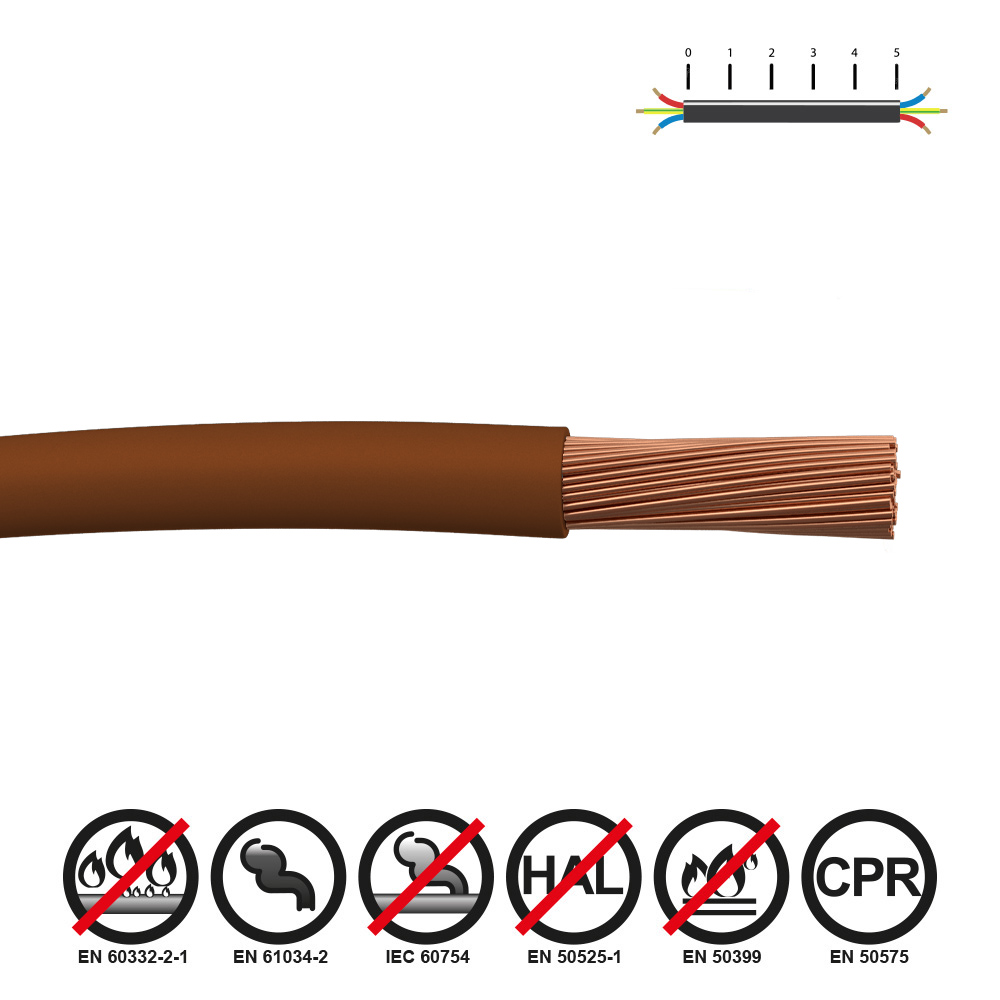 cABLECILLO REFORZADO 2,5mm MARRON LIBRE DE HALÓGENOS EURO/mts
