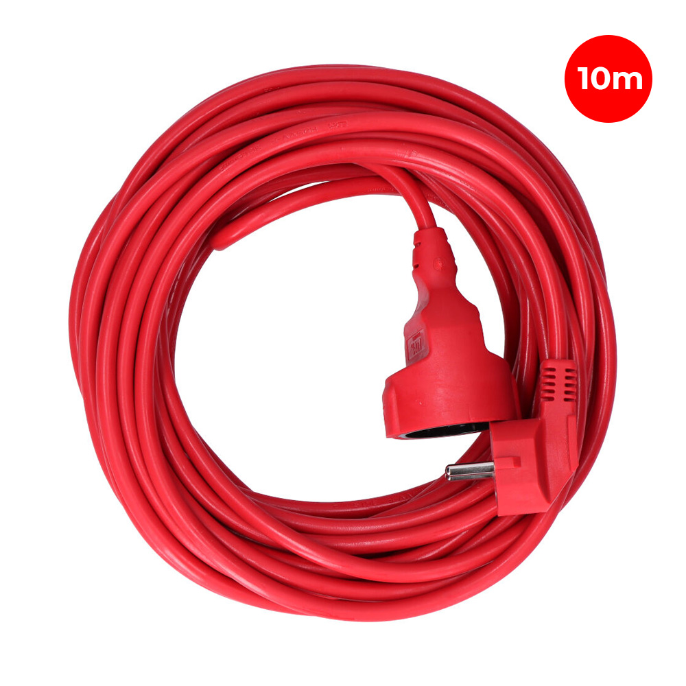 PROLONGADOR CON 1 TOMA 2P+T, 16A 250V~ 10 m DE CABLE H05VV-F 3G1,5mm² ROJO