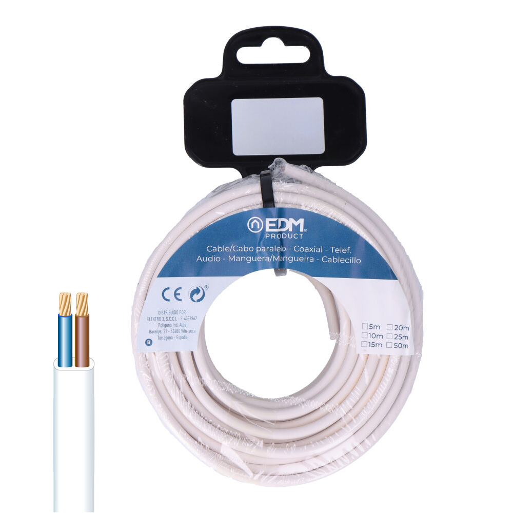 cARRETE MANGUERA PLANA BLANCA 2x1,5mm 15m (AUDIO)