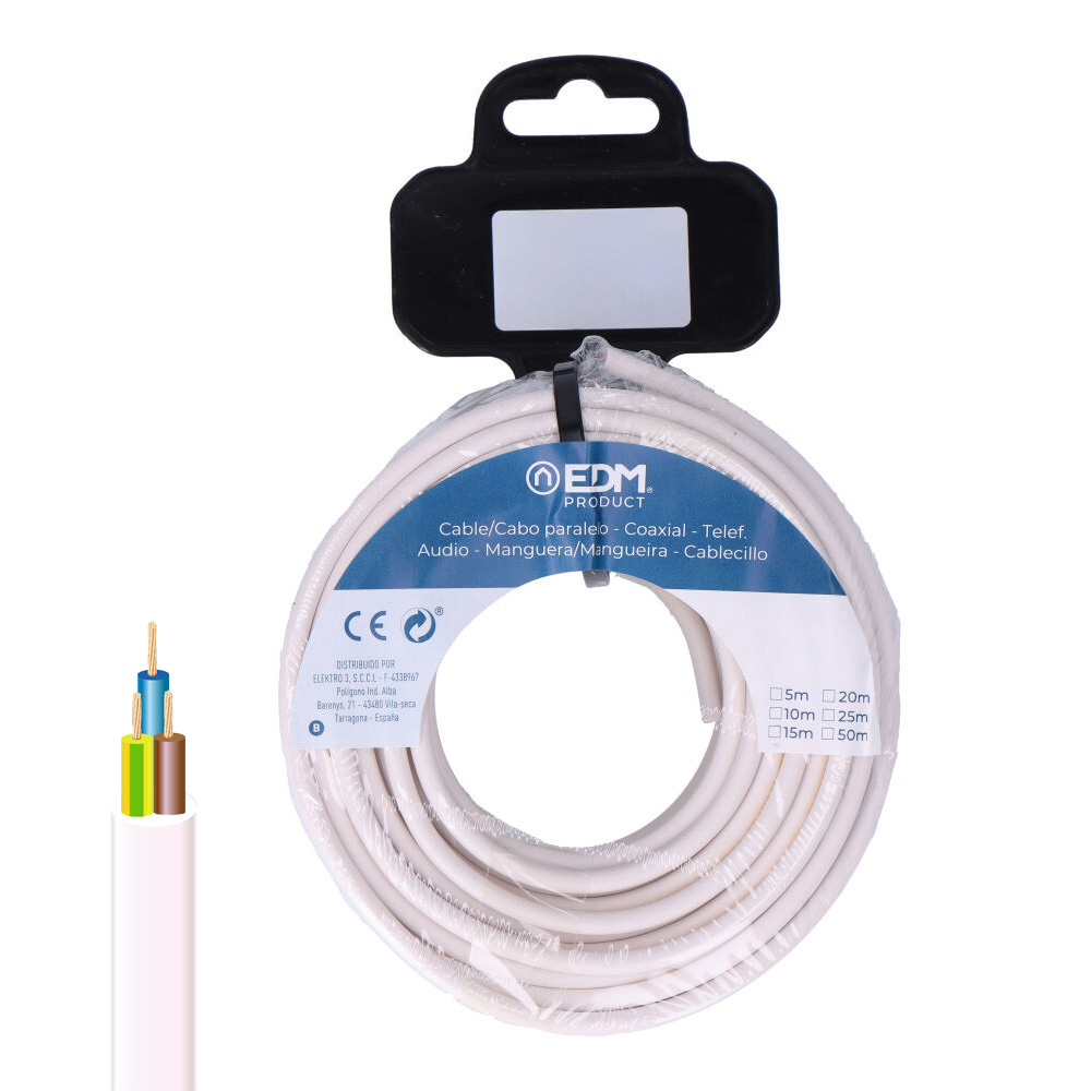 cARRETE MANGUERA TUBULAR 3x2,5mm BLANCA 20m