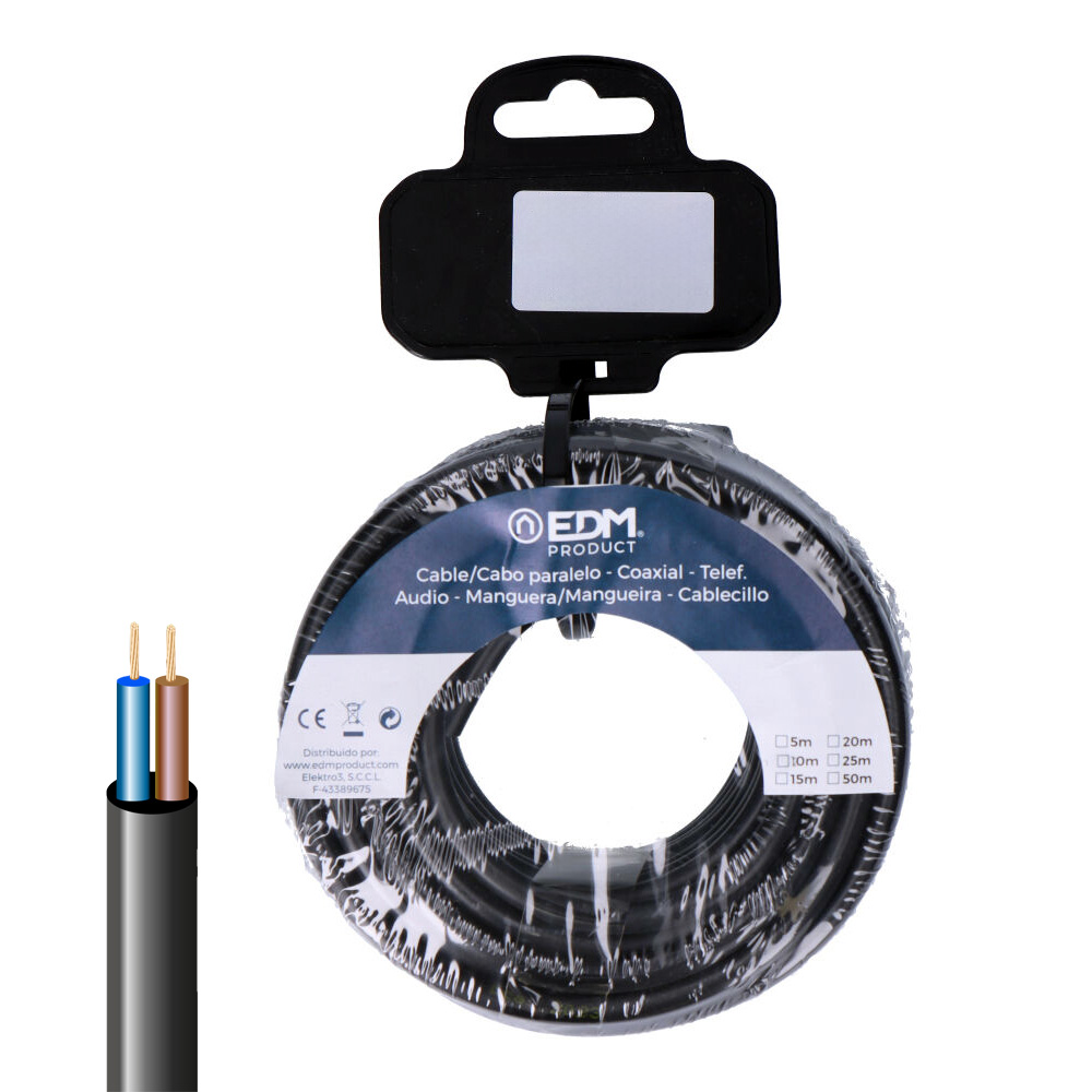 cARRETE MANGUERA ACRILICA 2x1mm 1000V NEGRA 50m