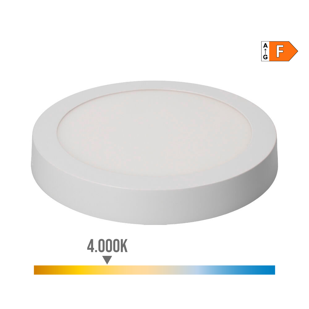 DOWNLIGHT LED SUPERFICIE REDONDO 20W 1500lm 4000K LUZ DIA BLANCO Ø22x3,5cm EDM