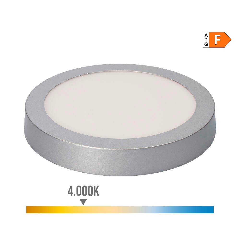 DOWNLIGHT LED SUPERFICIE REDONDO 20W 1500lm 4000K LUZ DIA CROMADO Ø22x3,5cm EDM