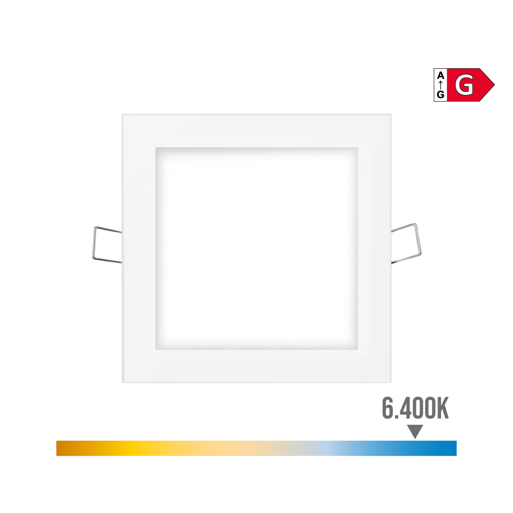 mINI DOWNLIGHT LED EMPOTRABLE CUADRADO 6W 6400K LUZ FRIA. COLOR BLANCO 11,7x11,7cm EDM