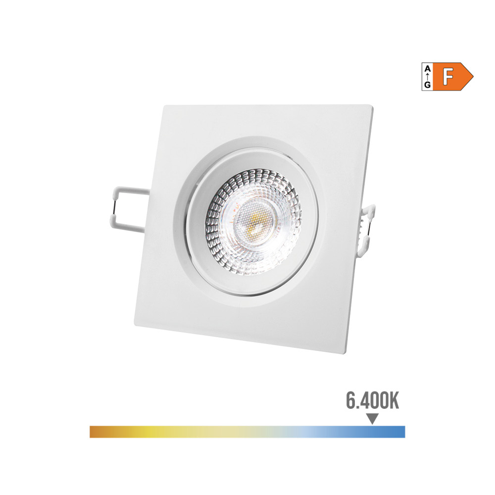 dOWNLIGHT LED EMPOTRABLE CUADRADO 5W 6400K LUZ FRIA COLOR BLANCO 9x9cm EDM