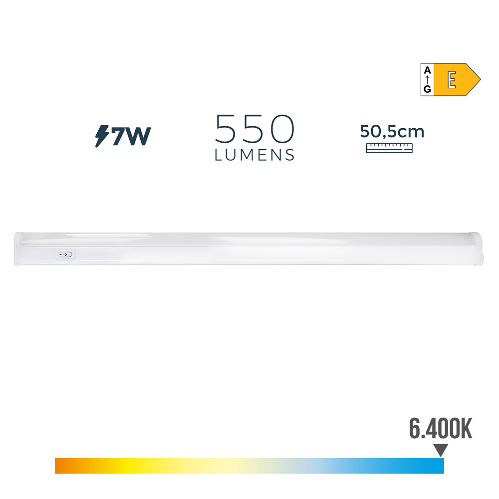 REGLETA ELECTRONICA LED 7W 600lm 6500K LUZ FRIA 50,5x2,2x3,5cm EDM