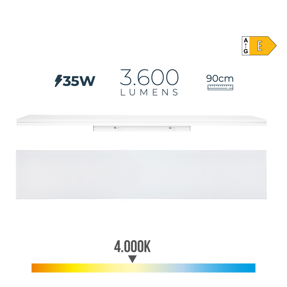 rEGLETA LED 35W 4000K LUZ DIA 3600lm 12x90x4,5cm EDM