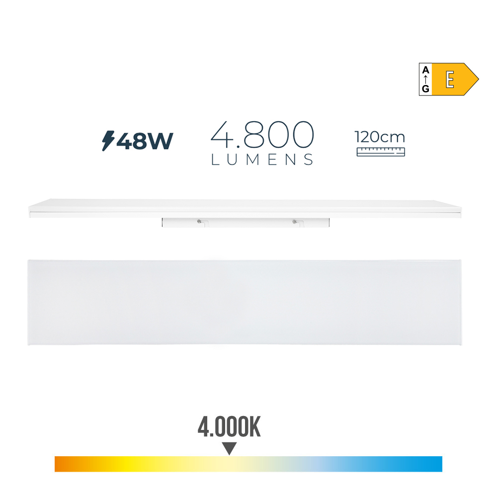 rEGLETA LED 48W 4000K LUZ DIA 4800lm 12x120x4,5cm EDM