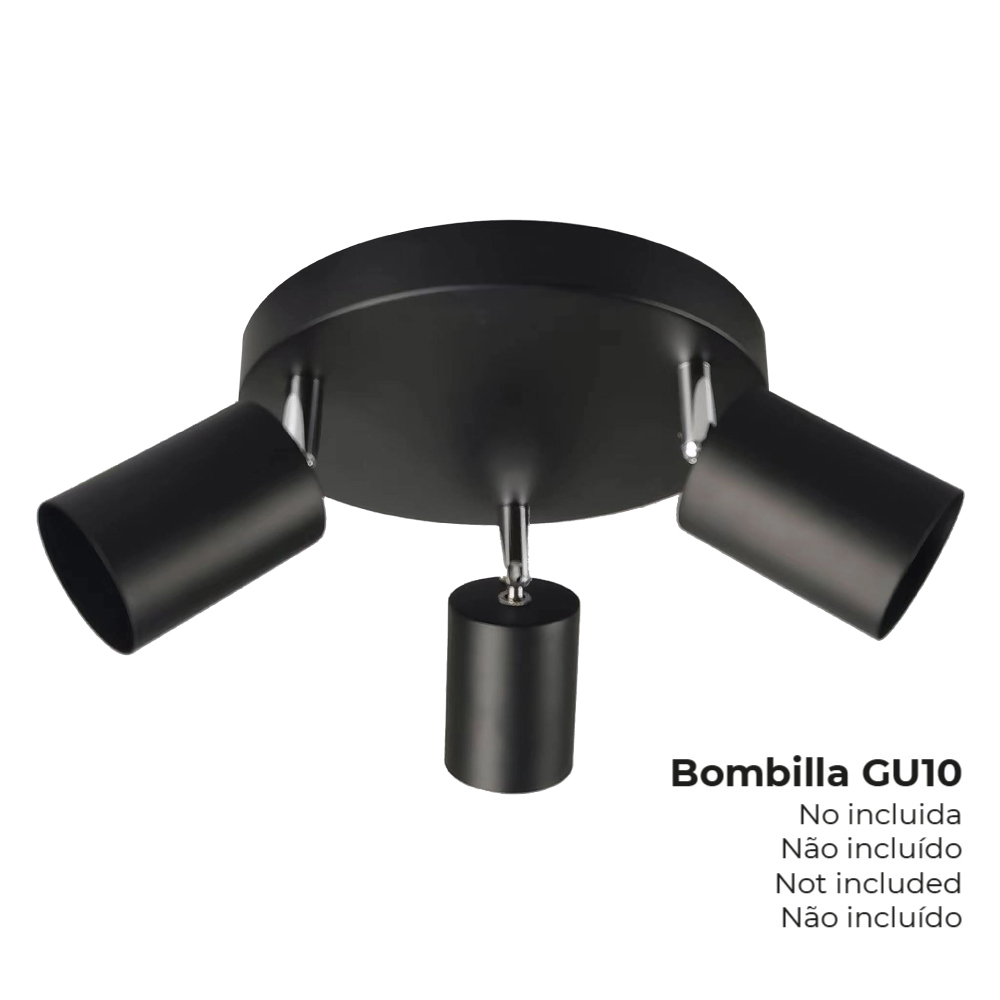 pLAFÓN NEGRO 3 ELEMENTOS GU10 EDM