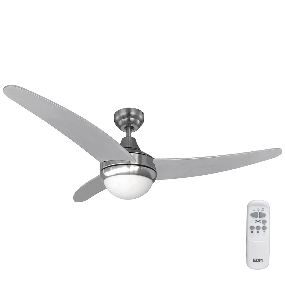 vENTILADOR DE TECHO MODELO EGEO. COLOR CROMADO POTENCIA: 60W ASPAS: Ø122cm CON MANDO A DISTANCIA EDM