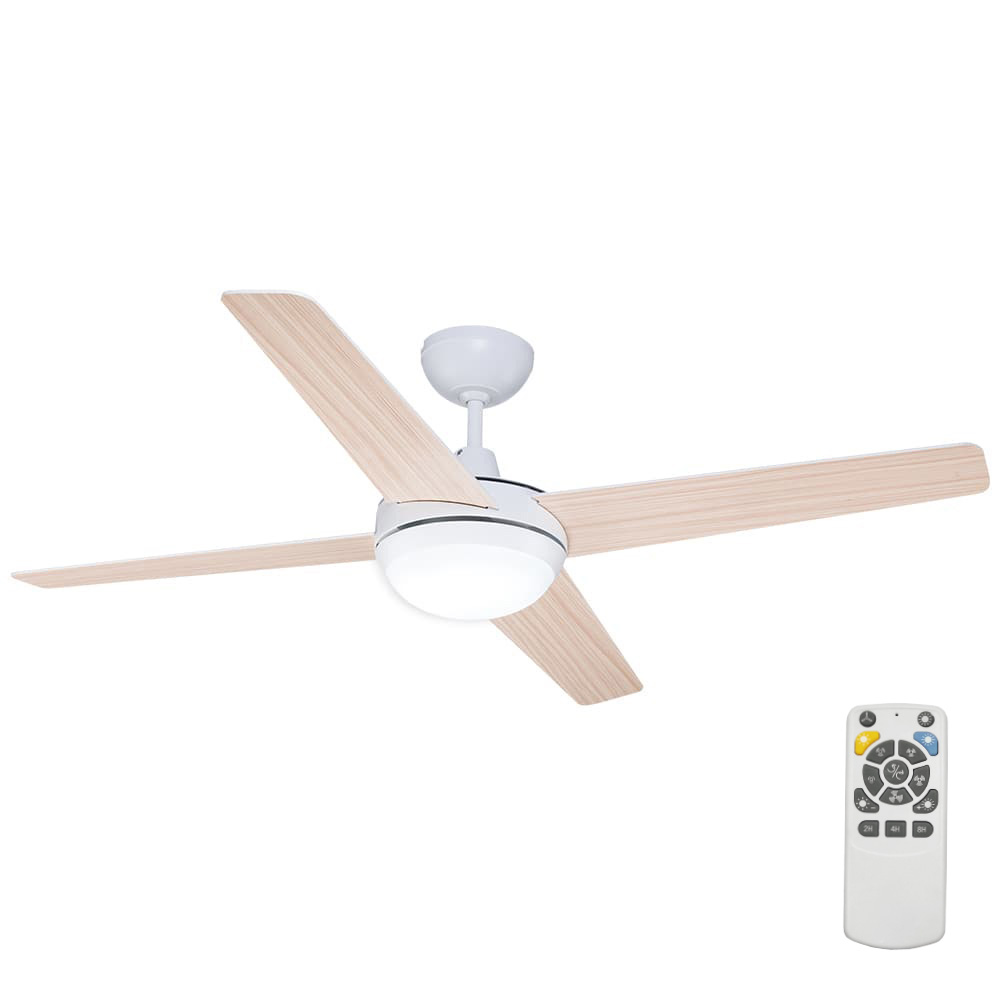 vENTILADOR DE TECHO DE LED MODELO CHUKOTKA. COLOR MADERA/BLANCO. POTENCIA: 28W ASPAS: Ø132cm CON MANDO A DISTANCIA EDM