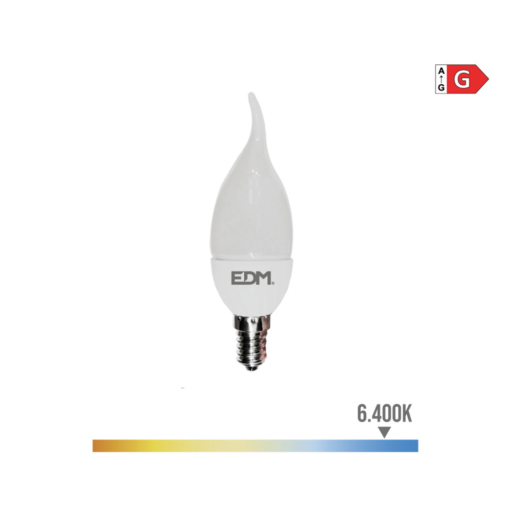 BOMBILLA VELA BOHEMIA LED E14 5W 400lm 6400K LUZ FRIA Ø3,8x12,5cm