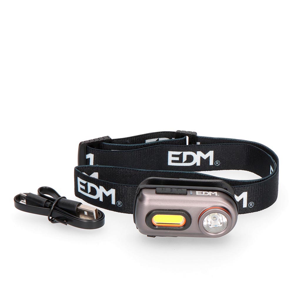 lINTERNA FRONTAL 2 LEDS 3W+5W 400lm RECARGABLE. EDM