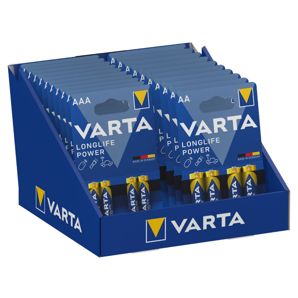 eXPOSITOR DE CARTON DE SOBREMESA DE PILAS VARTA 