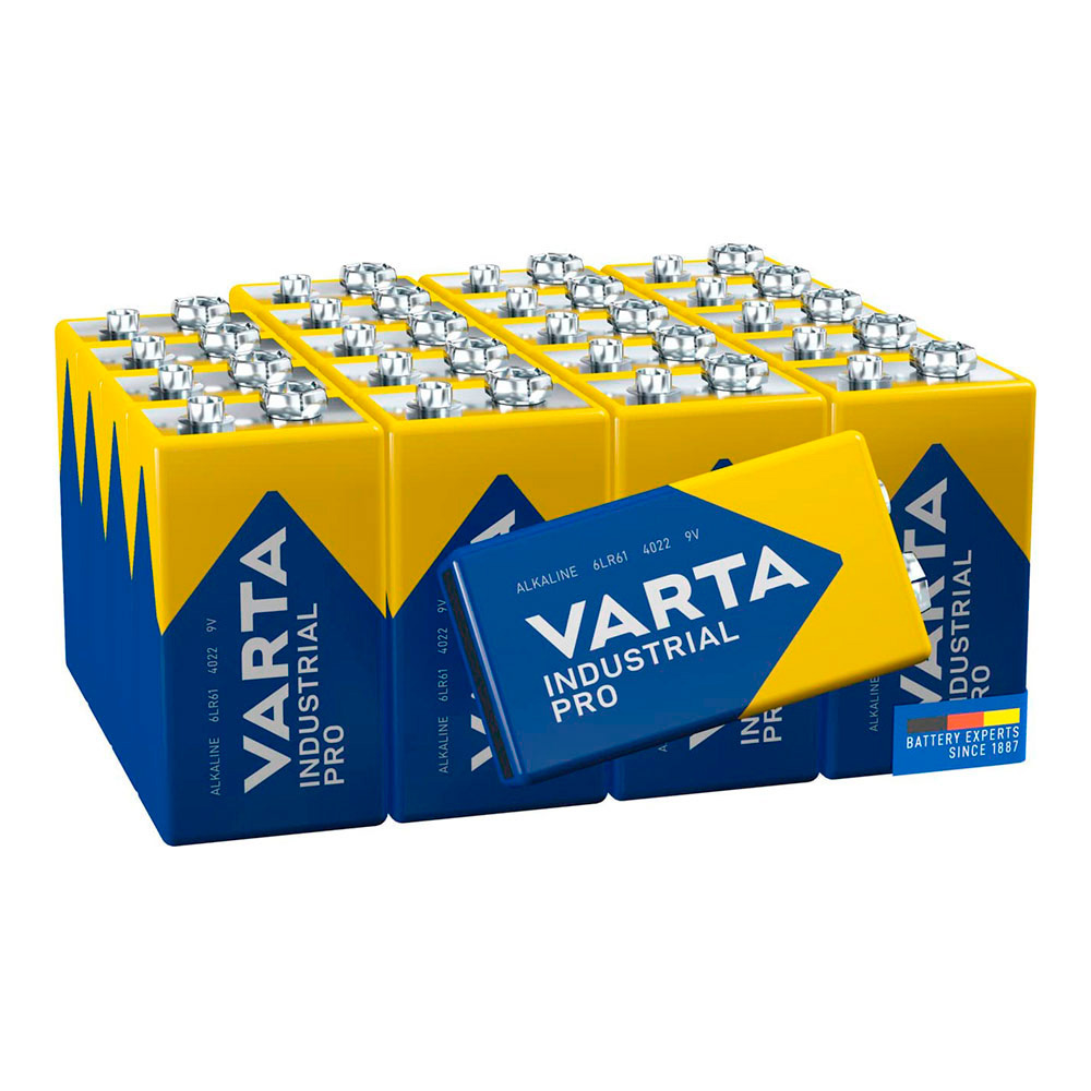pACK DE 20 PILAS 9V - 6LR61 VARTA INDUSTRIAL PRO 26,5x17,5x48,5mm