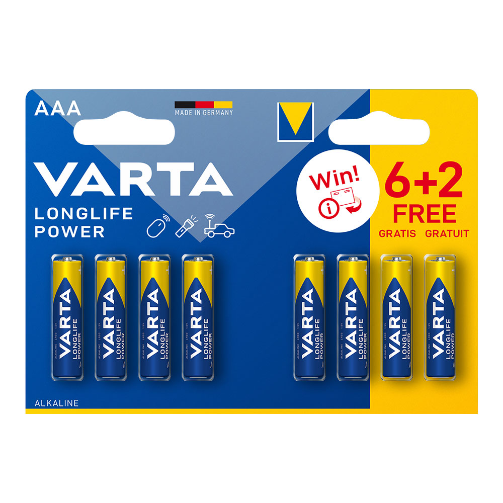 eXPOSITOR DE CARTON TORRE VARTA HE 38 BLISTERS 6+2xAAA LR03 + 50 BLISTERS 6+2xAA LR06 VARTA 40x40x123cm