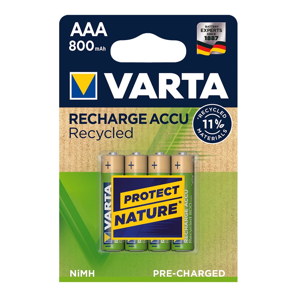 pILA VARTA RECARGABLE ACCU AAA - LR03 800mA (BLISTER 4 unid.) Ø10,5x44,5mm
