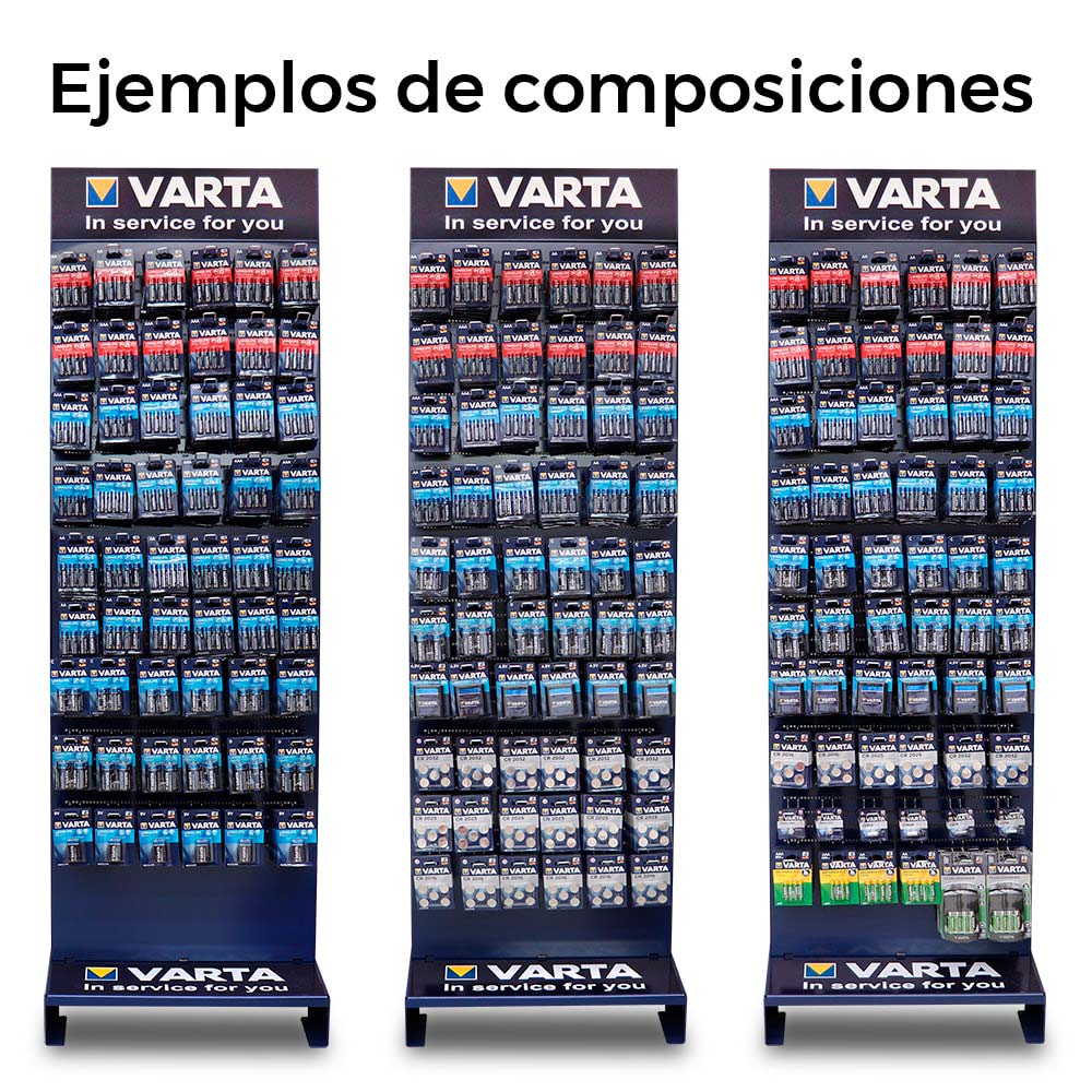 eXPOSITOR METALICO 66 GANCHOS VARTA 60x40x200cm