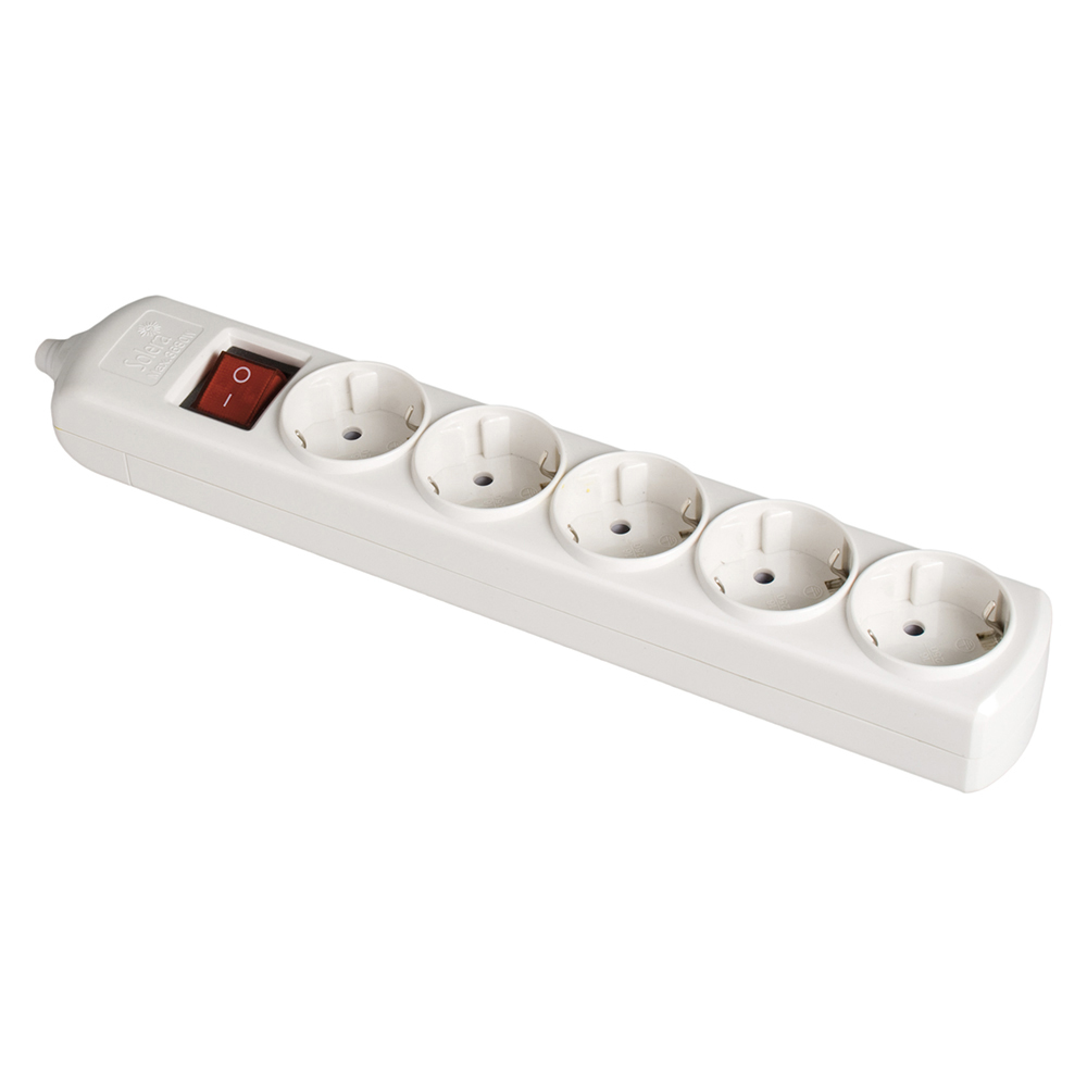 bASE BIPOLAR 5 TOMAS CON T/T LATERAL 16A 250V BLANCO + INTERRUPTOR LUMINOSO SOLERA 8005IL