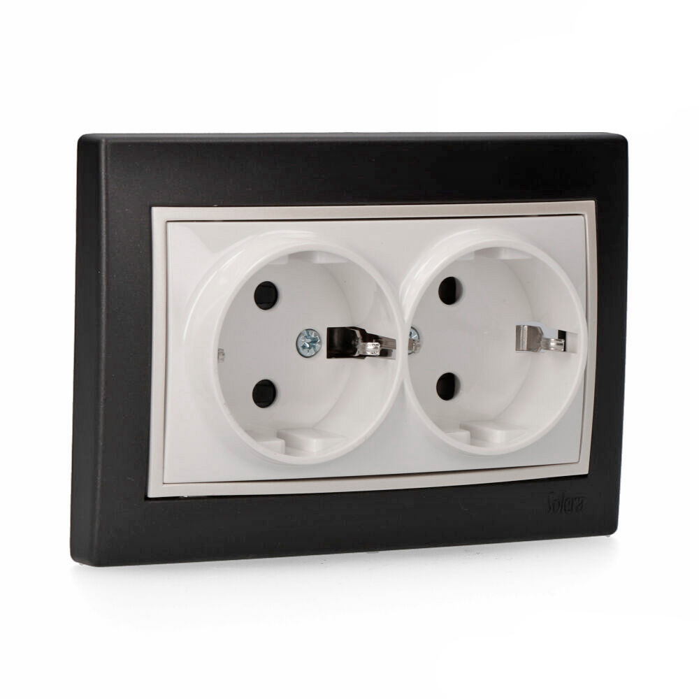 bASE BIPOLAR FIJA DOBLE T/TL 16A NEGRO S.EUROPA SOLERA ERP60/2NU