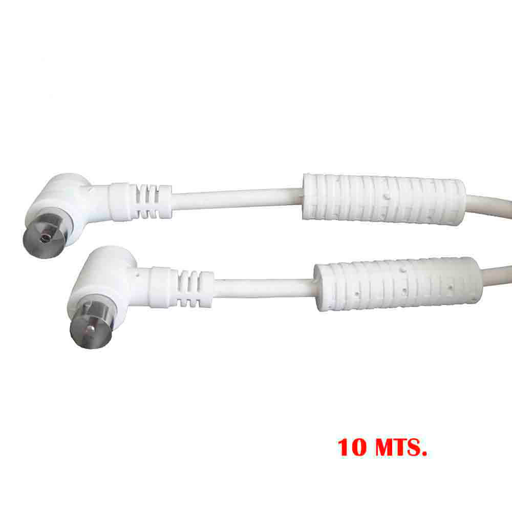 pROLONGACION TV-VIDEO ACODADA CON FILTRO 9,5mm 10m ENVASADA BLANCA EDM