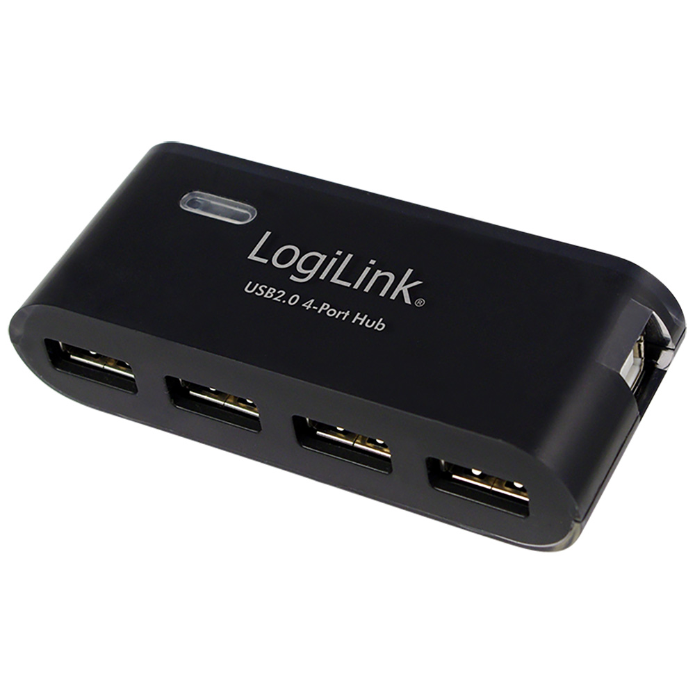 hUB USB 2.0 DE 4 PUERTOS, NEGRO - CON ALIMENTADOR Y CABLE USB LOGILINK