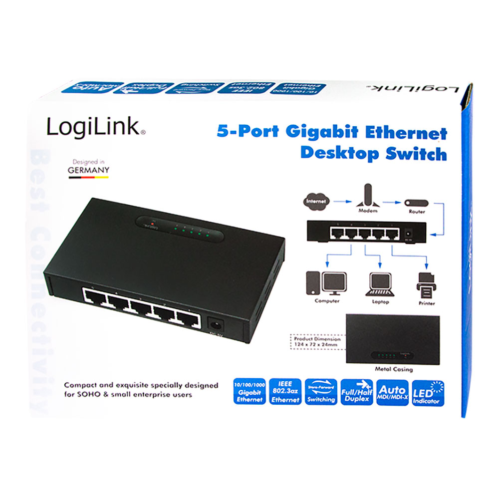 sWITCH GIGABIT ETHERNET 5 PUERTOS LOGILINK