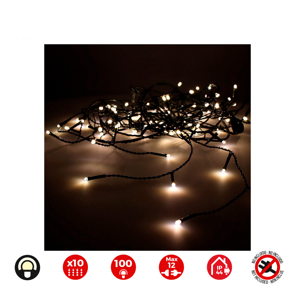 CORTINA EASY-CONNECT 2x1m 10 TIRAS 100 LEDS BLANCO CALIDO 30V (INTERIOR-EXTERIOR)  TOTAL 1,8W