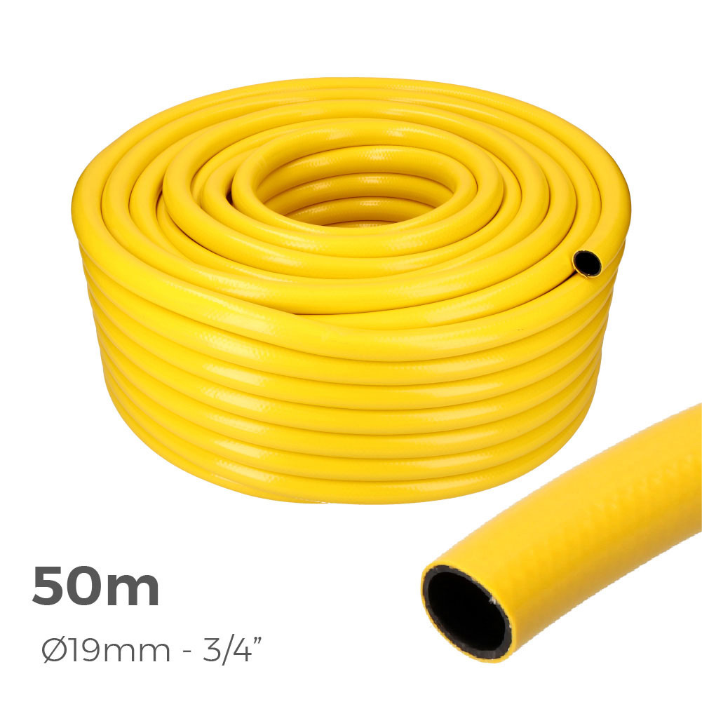 MANGUERA DE JARDIN COLOR AMARILLO Ø INTERIOR 19mm Ø EXTERIOR 23mm (3/4