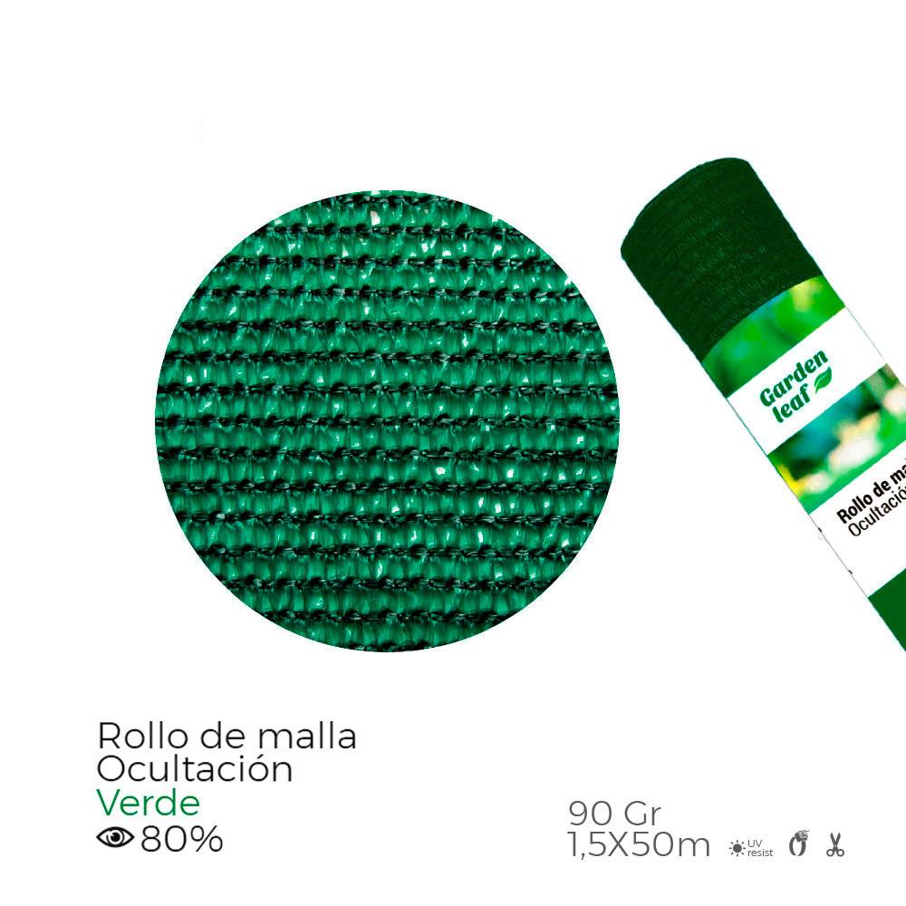 ROLLO DE MALLA DE OCULTACION COLOR VERDE 90g 1,5x50m