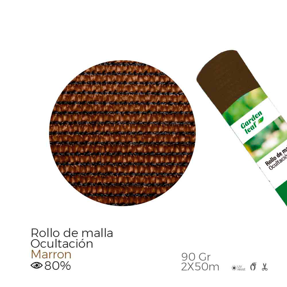 ROLLO DE MALLA DE OCULTACION COLOR MARRON DENSIDAD 90g, 2x50m