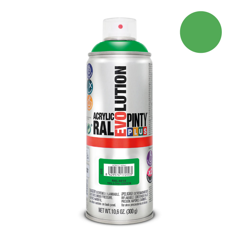 PINTURA EN SPRAY PINTYPLUS EVOLUTION 520 cc RAL 6018 VERDE AMARILLENTO